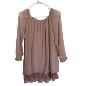 Giulia light peach Relaxed Ruffled laced top